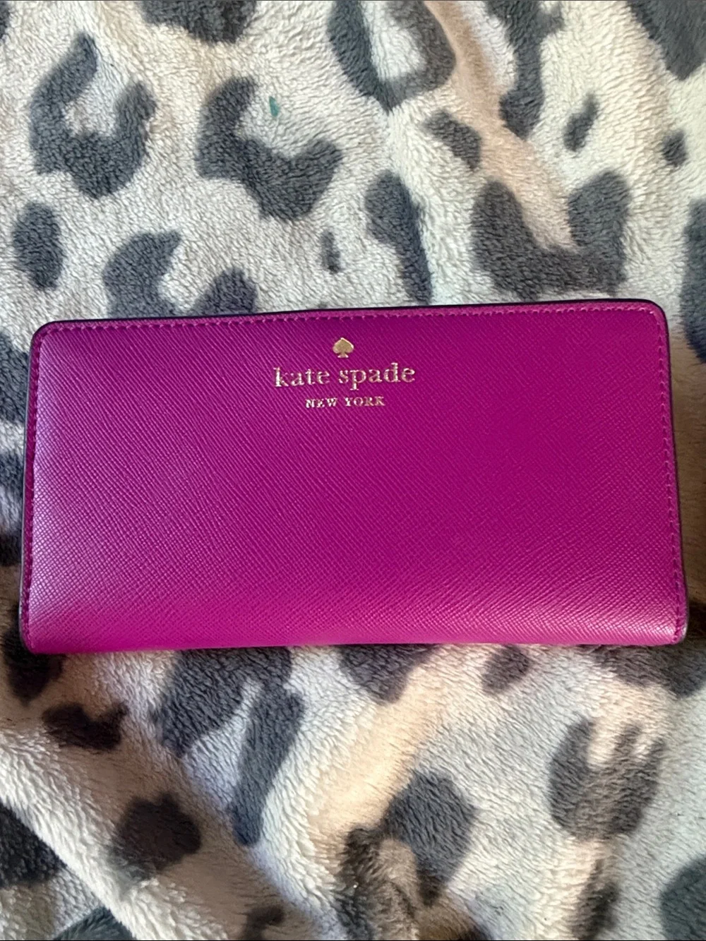 Kate Spade Pink Saffiano Leather Large Slim Bifold Wallet